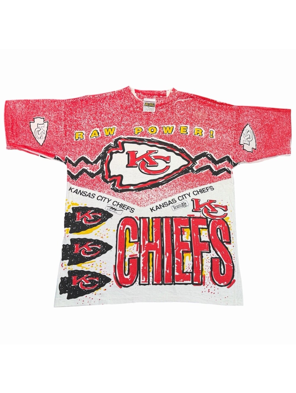 VTG 90s Kansas City Chiefs Magic Johnson T's All OverPrint T Shirt Mens M NFL
